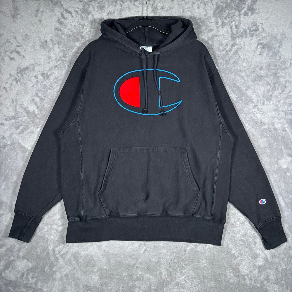 Champion Reverse Weave New York USA Big Logo Hoodie Black Men’s Large